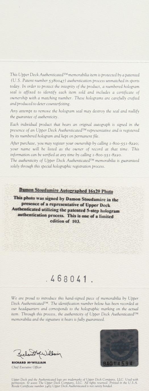 Damon Stoudamire Signed LE Trail Blazers 16x20 Photo (UDA) at PristineAuction.com Damon Stoudamire Signed LE Trail Blazers 16x20 Photo (UDA) at PristineAuction.com