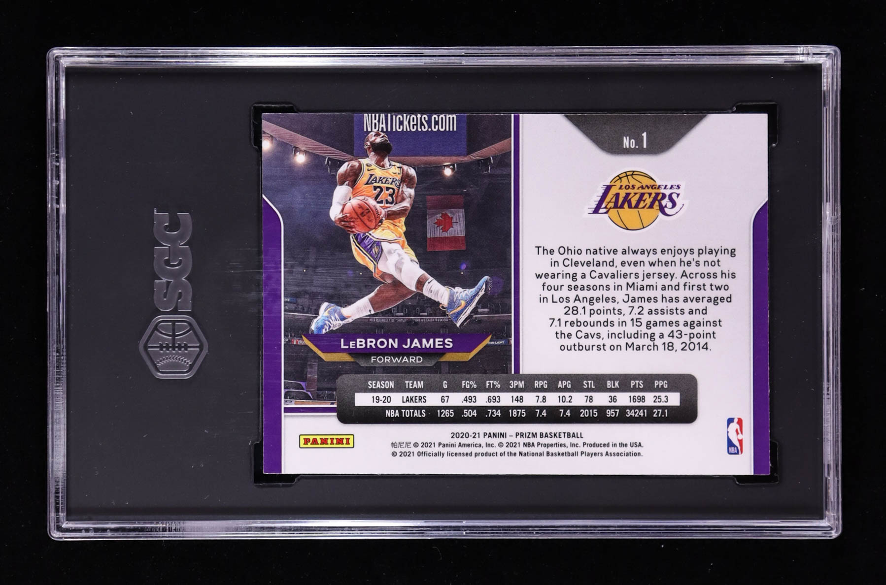 LeBron James 2020-21 Panini Prizm #1 (SGC 9.5) at PristineAuction.com LeBron James 2020-21 Panini Prizm #1 (SGC 9.5) at PristineAuction.com