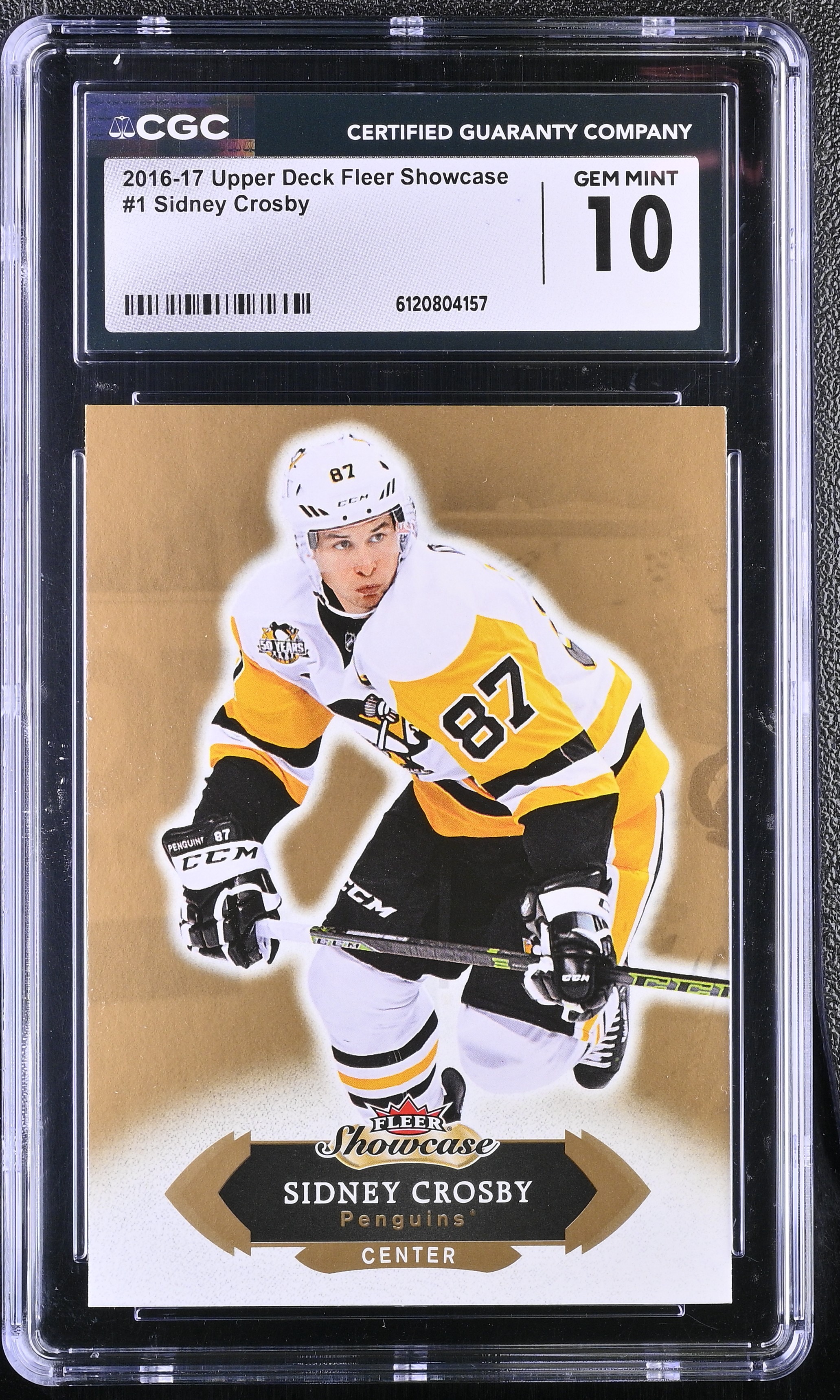 Sidney Crosby 2016-17 Upper Deck Fleer Showcase #1 (CGC 10) at PristineAuction.com Sidney Crosby 2016-17 Upper Deck Fleer Showcase #1 (CGC 10) at PristineAuction.com