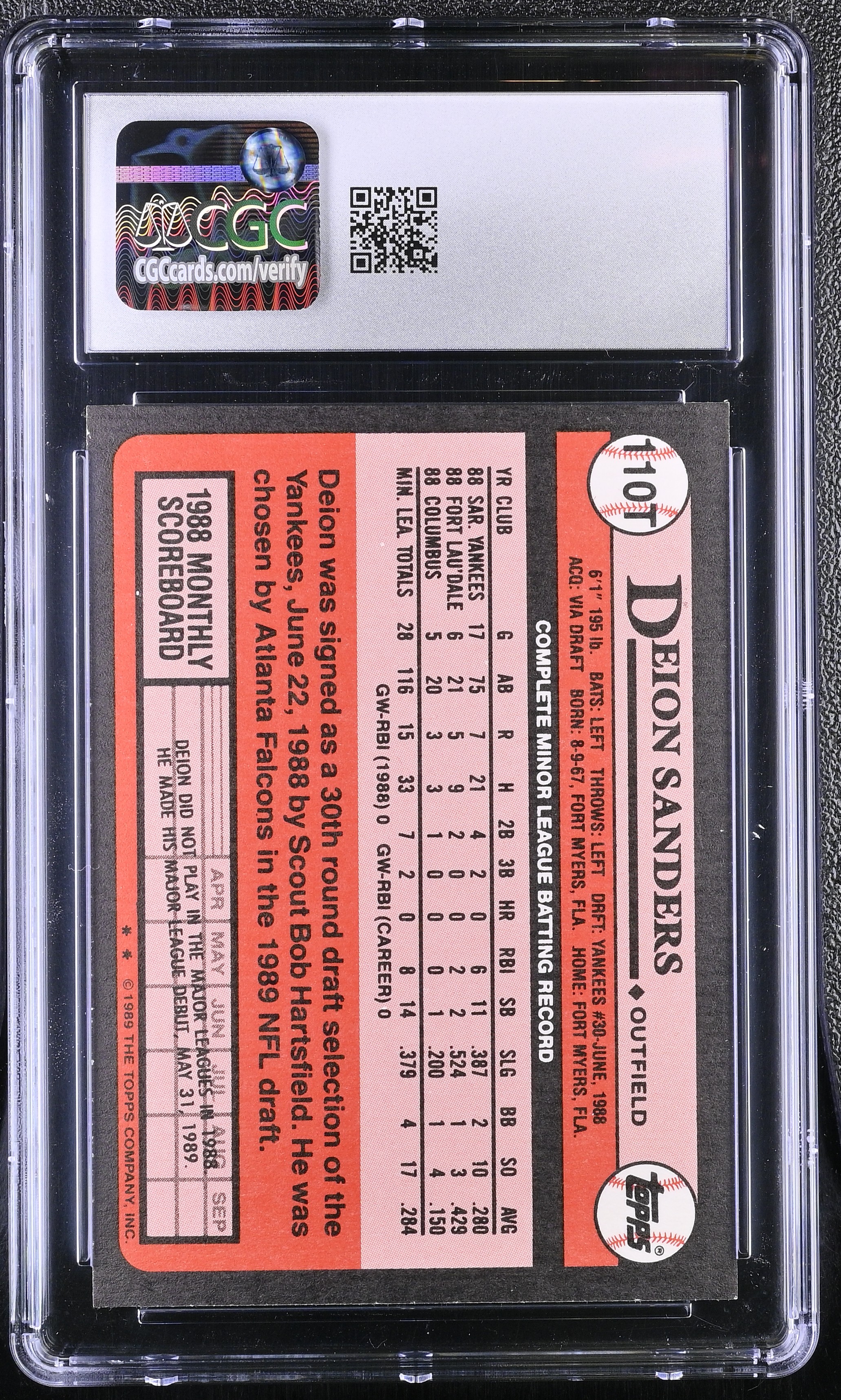 Deion Sanders 1989 Topps Traded #110T RC (CGC 8.5) at PristineAuction.com Deion Sanders 1989 Topps Traded #110T RC (CGC 8.5) at PristineAuction.com