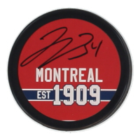 Jake Allen Signed Canadiens Logo Hockey Puck (JSA) at PristineAuction.com