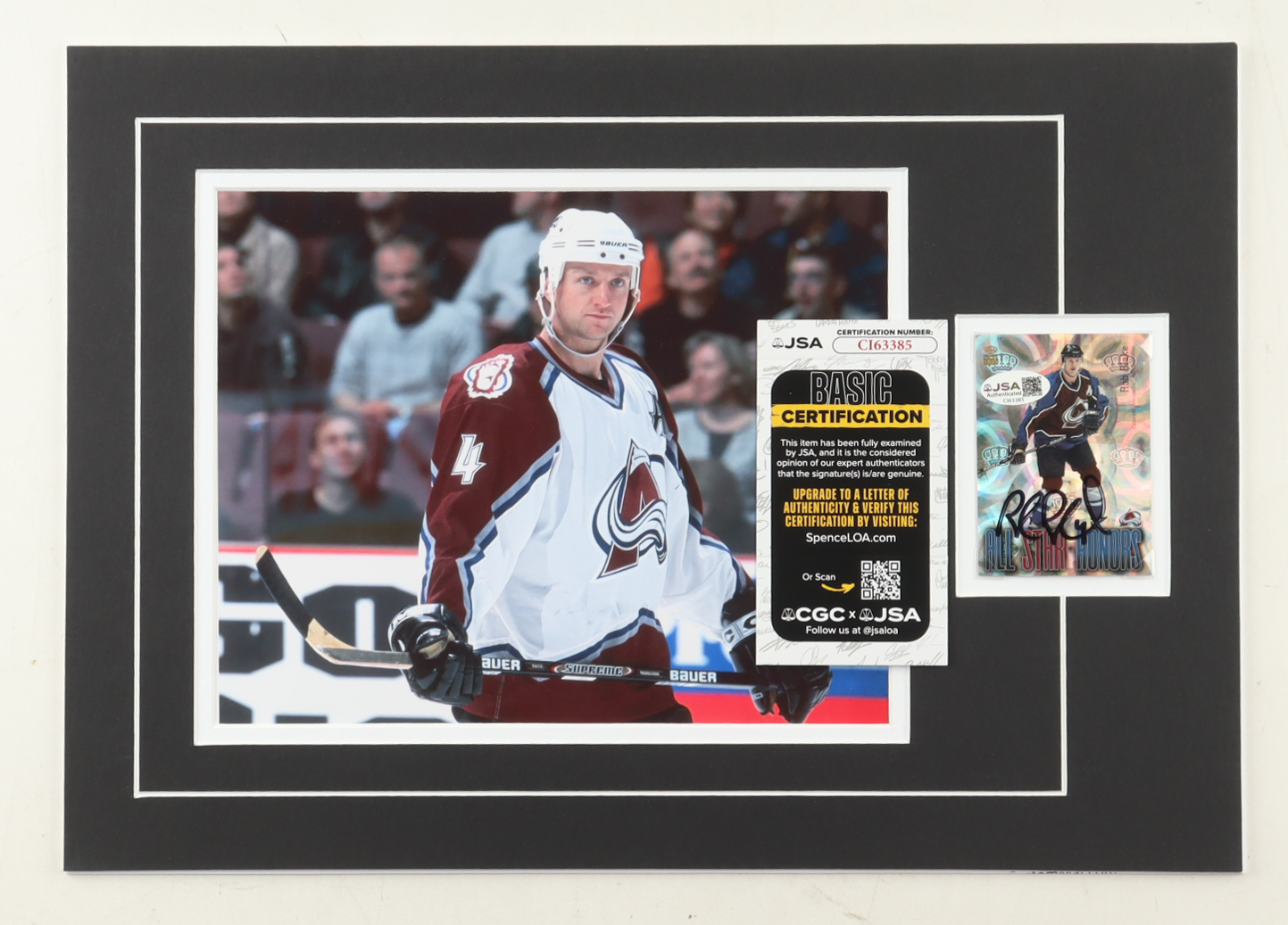 Rob Blake Signed 12x17 Custom Matted Trading Card Display with Photo (JSA) at PristineAuction.com Rob Blake Signed 12x17 Custom Matted Trading Card Display with Photo (JSA) at PristineAuction.com
