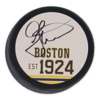 Geoff Courtnall Signed Bruins Logo Hockey Puck (JSA) at PristineAuction.com
