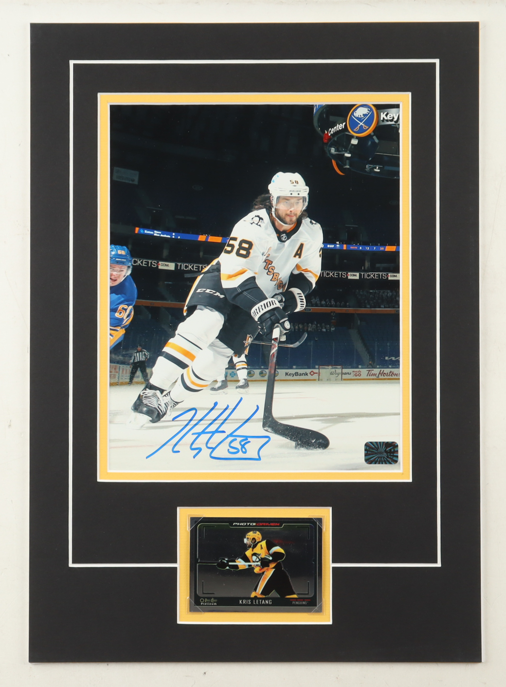 Kris Letang Signed 12x17 Custom Matted Photo Display with Trading Card (Letang) at PristineAuction.com Kris Letang Signed 12x17 Custom Matted Photo Display with Trading Card (Letang) at PristineAuction.com