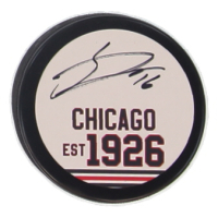 Jason Dickinson Signed Blackhawks Logo Hockey Puck (JSA) at PristineAuction.com