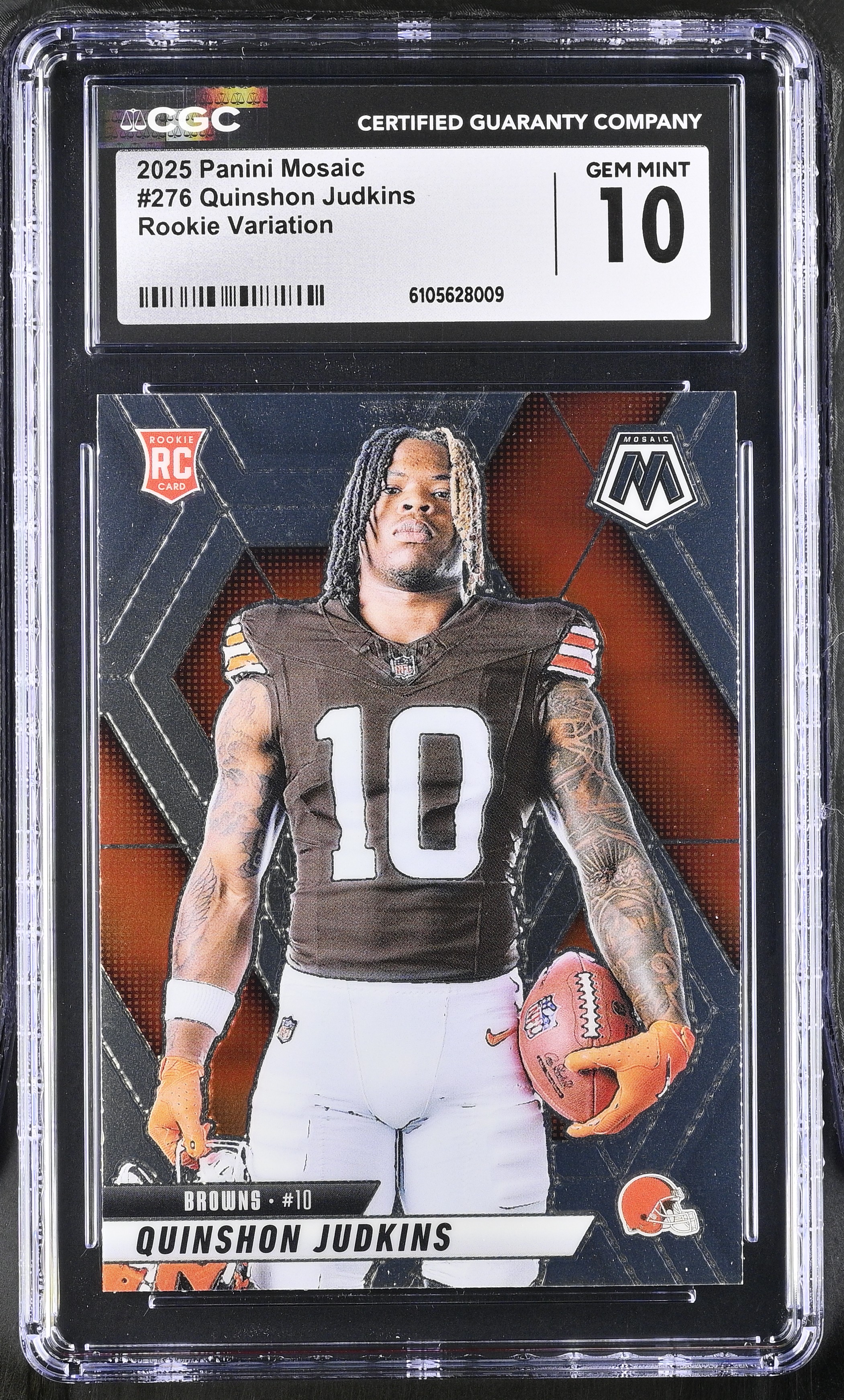 Quinshon Judkins 2025 Panini Mosaic Rookie Variation #276 VAR RC (CGC 10) at PristineAuction.com Quinshon Judkins 2025 Panini Mosaic Rookie Variation #276 VAR RC (CGC 10) at PristineAuction.com