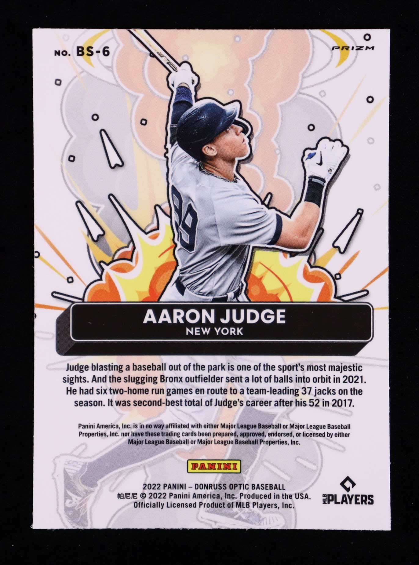 Aaron Judge 2022 Donruss Optic Bomb Squad Holo #6 at PristineAuction.com Aaron Judge 2022 Donruss Optic Bomb Squad Holo #6 at PristineAuction.com
