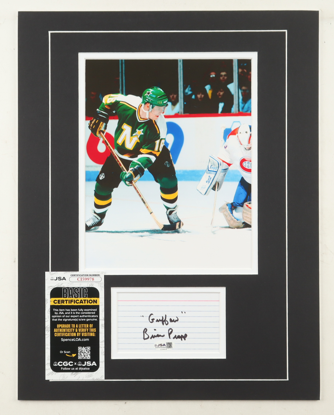 Brian Propp Signed 14x18 Custom Matted Cut Display with Photo Inscribed "Guffaw" (JSA) at PristineAuction.com Brian Propp Signed 14x18 Custom Matted Cut Display with Photo Inscribed "Guffaw" (JSA) at PristineAuction.com