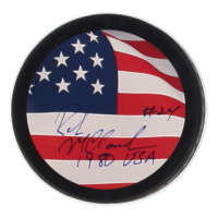 Rob McClanahan Signed Team USA Hockey Puck Inscribed "1980 USA" (JSA) at PristineAuction.com