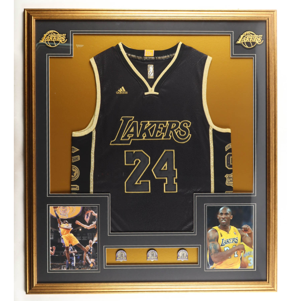 Kobe Bryant Custom Framed Jersey Display with (3) NBA Finals Pins ...
