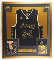 Kobe Bryant Custom Framed Jersey Display with (3) NBA Finals Pins at PristineAuction.com