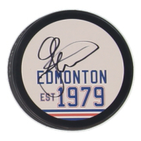Geoff Courtnall Signed Oilers Logo Hockey Puck (JSA) at PristineAuction.com