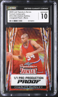 Charles Barkley 2025 Leaf Signature Series Sunset Autographs Pre-Production Proof Proof Wave #SS-CB4 #1/1 (CGC 10) at PristineAuction.com