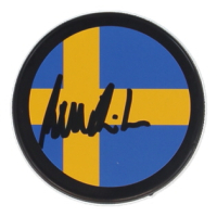 Axel Sandin-Pellikka Signed Team Sweden Logo Hockey Puck (JSA) at PristineAuction.com