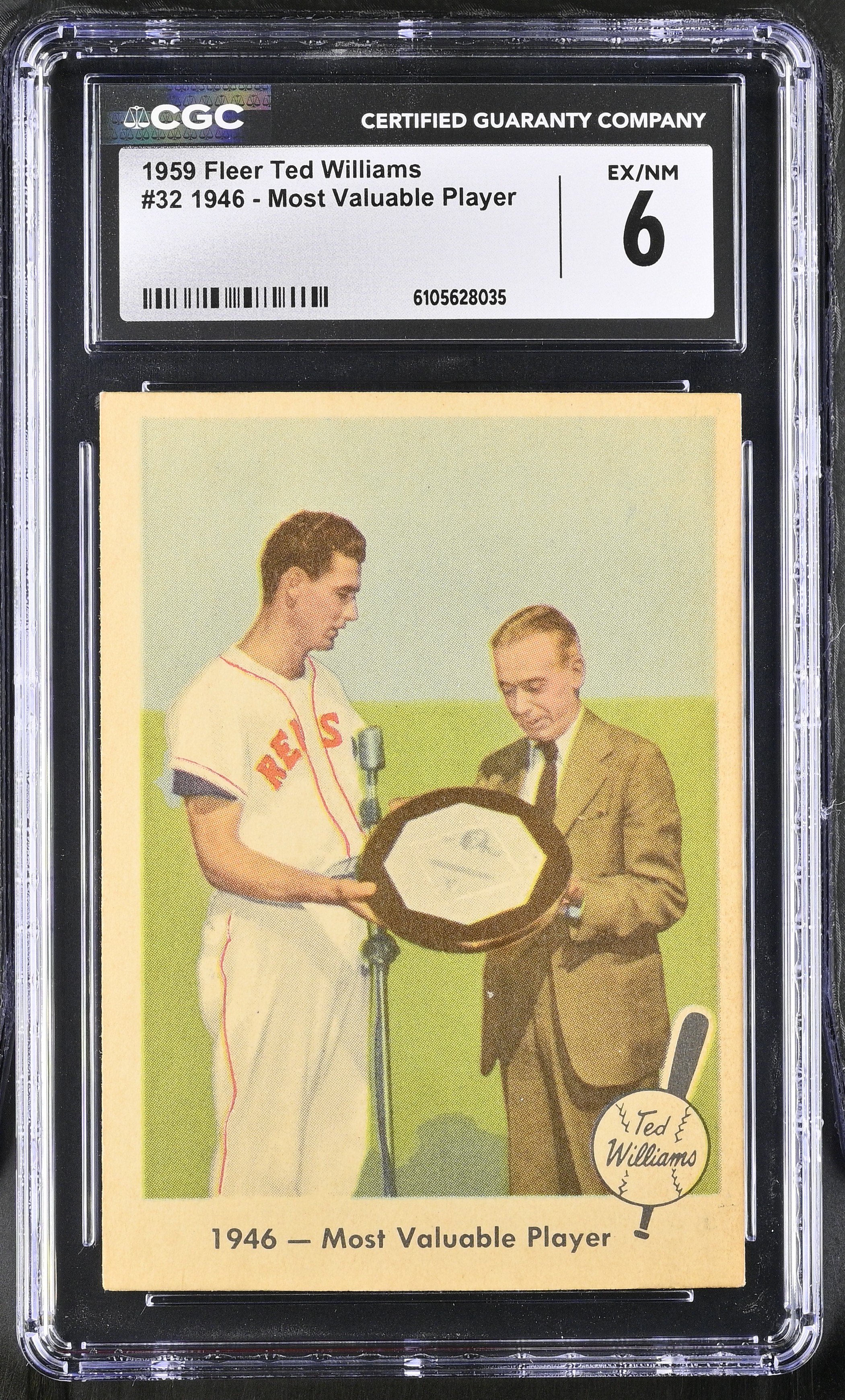Ted Williams 1959 Fleer Ted Williams #32 1946 Most Valuable Player (CGC 6) at PristineAuction.com Ted Williams 1959 Fleer Ted Williams #32 1946 Most Valuable Player (CGC 6) at PristineAuction.com