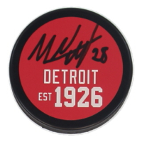 Michael Brandsegg-Nygard Signed Red Wings Logo Hockey Puck (JSA) at PristineAuction.com