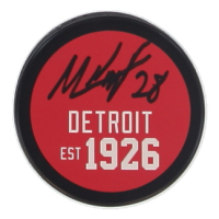 Michael Brandsegg-Nygard Signed Red Wings Logo Hockey Puck (JSA) at PristineAuction.com