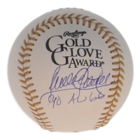 Sandy Alomar Jr. Signed Gold Glove Award Logo Baseball Inscribed "90 AL GG" (JSA) at PristineAuction.com
