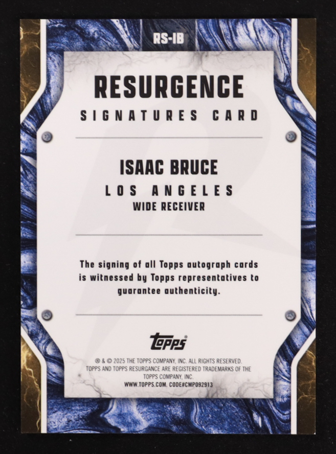 Isaac Bruce 2024 Topps Resurgence Resurgence Signatures Red Power Surge #RSIB #3/5 at PristineAuction.com Isaac Bruce 2024 Topps Resurgence Resurgence Signatures Red Power Surge #RSIB #3/5 at PristineAuction.com