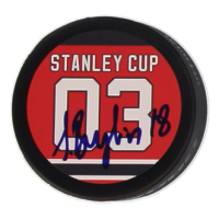 Sergei Brylin Signed Devils Stanley Cup Logo Hockey Puck (JSA) at PristineAuction.com