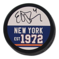 Eric Brewer Signed Islanders Logo Hockey Puck (JSA) at PristineAuction.com