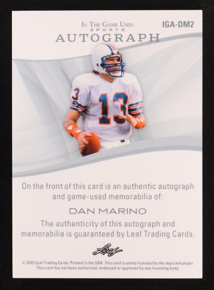 Dan Marino 2025 Leaf in the Game Used Patch Autographs Game-Used #IGADM2 #1/7 at PristineAuction.com Dan Marino 2025 Leaf in the Game Used Patch Autographs Game-Used #IGADM2 #1/7 at PristineAuction.com