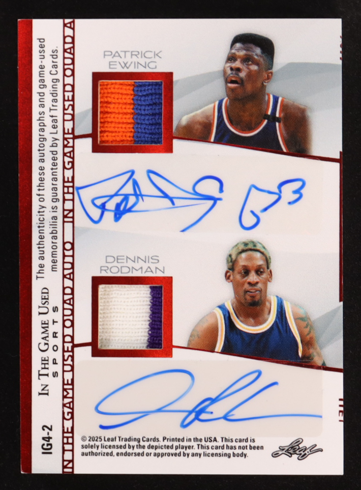 Magic Johnson / Charles Barkley / Patrick Ewing / Dennis Rodman 2025 Leaf in the Game Used Quad Patch Autograph Game-Used #IG42 #1/4 at PristineAuction.com Magic Johnson / Charles Barkley / Patrick Ewing / Dennis Rodman 2025 Leaf in the Game Used Quad Patch Autograph Game-Used #IG42 #1/4 at PristineAuction.com