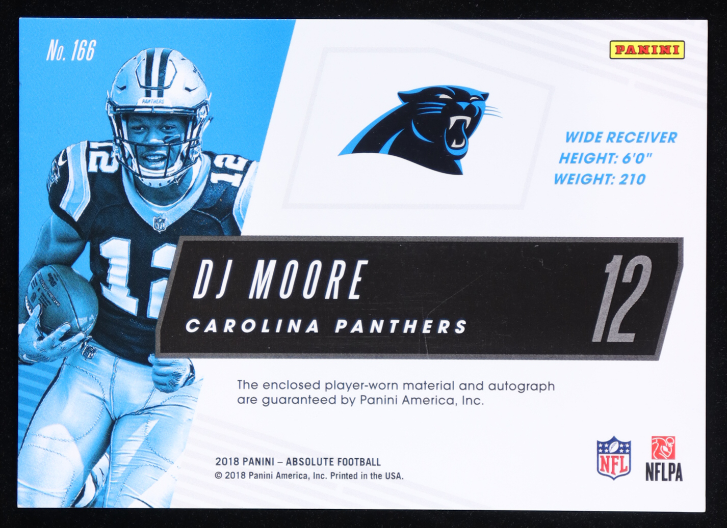 D.J. Moore 2018 Absolute #166 Jersey Autograph #099/399 RC at PristineAuction.com D.J. Moore 2018 Absolute #166 Jersey Autograph #099/399 RC at PristineAuction.com