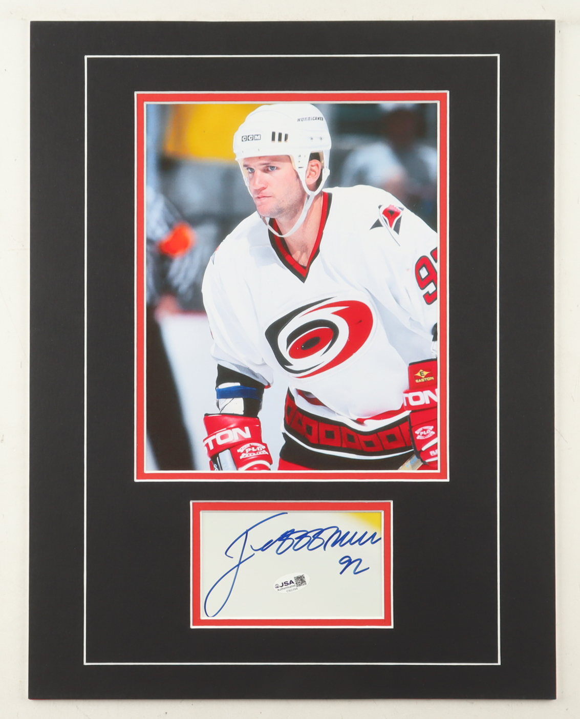 Jeff ONeil Signed 14x18 Custom Matted Cut Display with Photo (JSA) at PristineAuction.com Jeff ONeil Signed 14x18 Custom Matted Cut Display with Photo (JSA) at PristineAuction.com