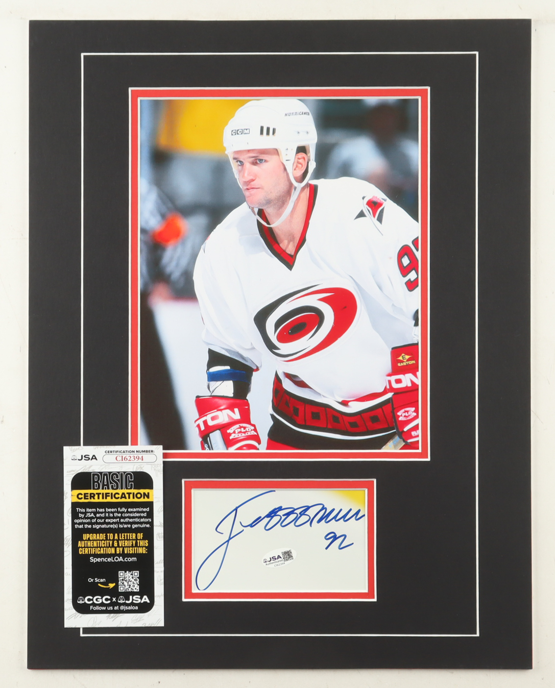 Jeff ONeil Signed 14x18 Custom Matted Cut Display with Photo (JSA) at PristineAuction.com Jeff ONeil Signed 14x18 Custom Matted Cut Display with Photo (JSA) at PristineAuction.com