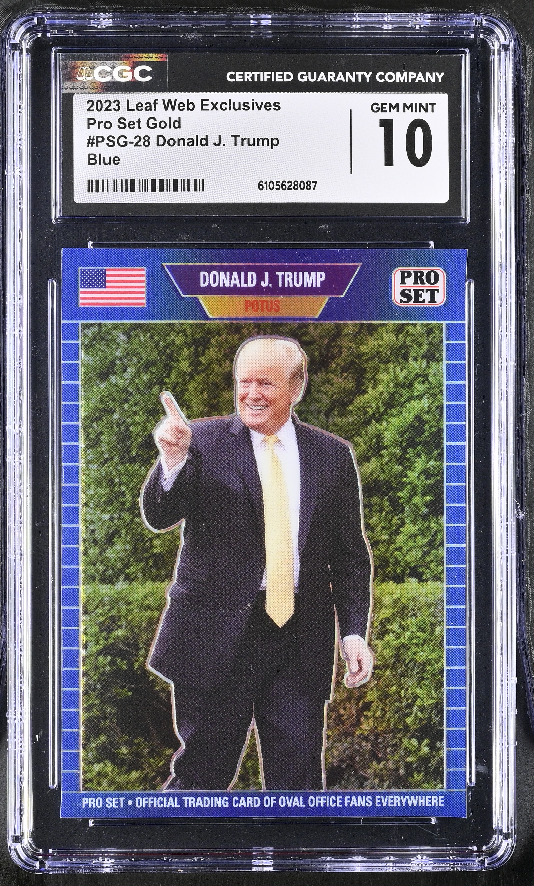 Donald J. Trump 2023 Leaf Web Exclusives Pro Set Gold Blue #PSG-28 #25/25 (CGC 10) at PristineAuction.com Donald J. Trump 2023 Leaf Web Exclusives Pro Set Gold Blue #PSG-28 #25/25 (CGC 10) at PristineAuction.com