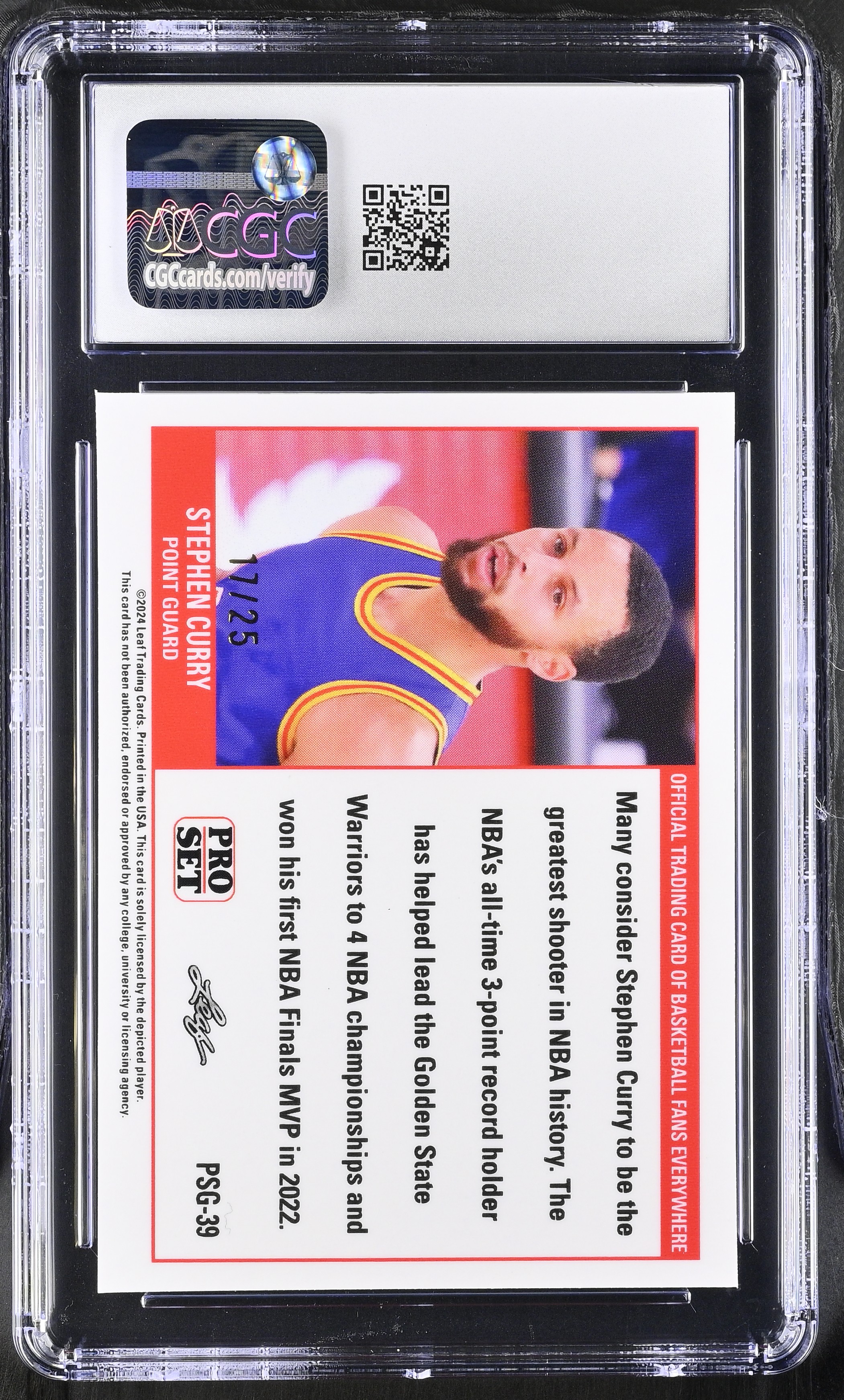Stephen Curry 2023 Leaf Web Exclusives Pro Set Gold Blue #PSG-39 #17/25 (CGC 10) at PristineAuction.com Stephen Curry 2023 Leaf Web Exclusives Pro Set Gold Blue #PSG-39 #17/25 (CGC 10) at PristineAuction.com