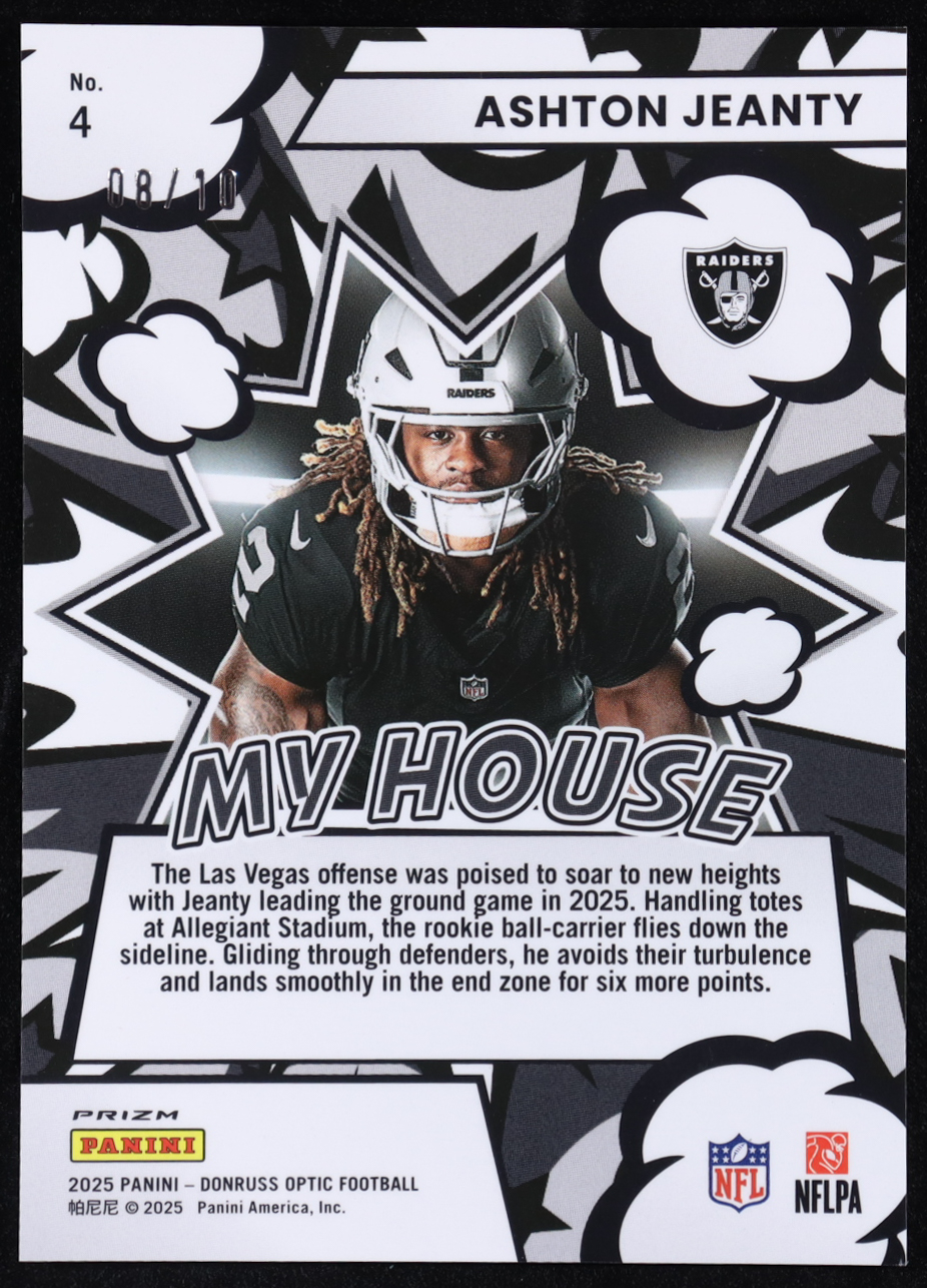 Ashton Jeanty 2025 Donruss Optic My House Gold #4 #08/10 RC at PristineAuction.com Ashton Jeanty 2025 Donruss Optic My House Gold #4 #08/10 RC at PristineAuction.com