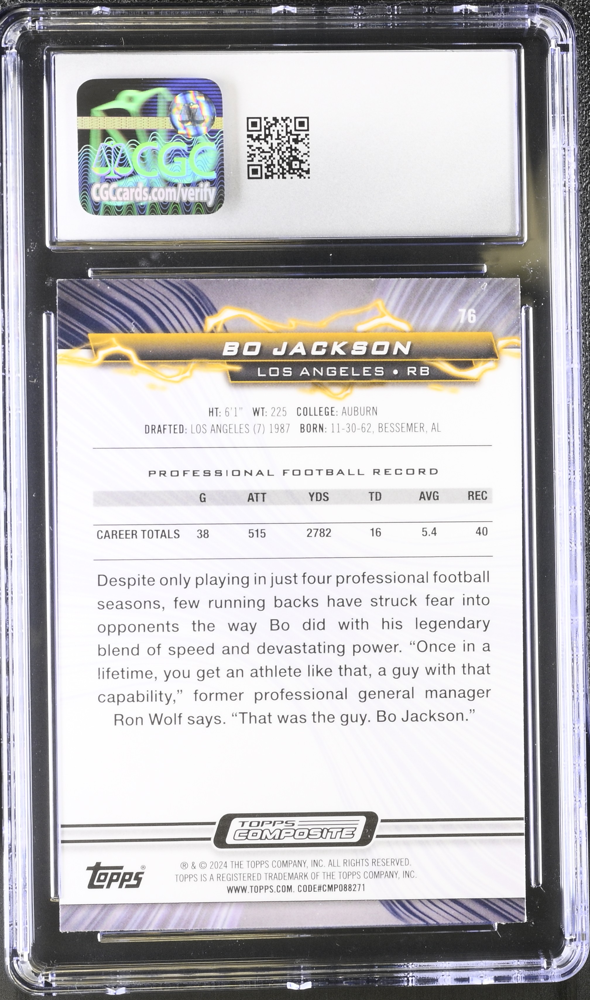 Bo Jackson 2023 Topps Composite Resurgence Blue & Orange Spark #76 (CGC 10) at PristineAuction.com Bo Jackson 2023 Topps Composite Resurgence Blue & Orange Spark #76 (CGC 10) at PristineAuction.com
