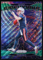 Drake Maye 2024 Panini Prizm Fireworks Prizms Green Wave #22 RC at PristineAuction.com