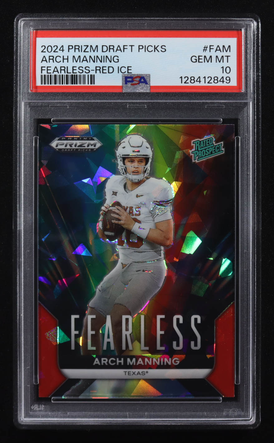 Arch Manning 2024 Panini Prizm Draft Picks Fearless Red Ice #23 RC (PSA 10) at PristineAuction.com Arch Manning 2024 Panini Prizm Draft Picks Fearless Red Ice #23 RC (PSA 10) at PristineAuction.com