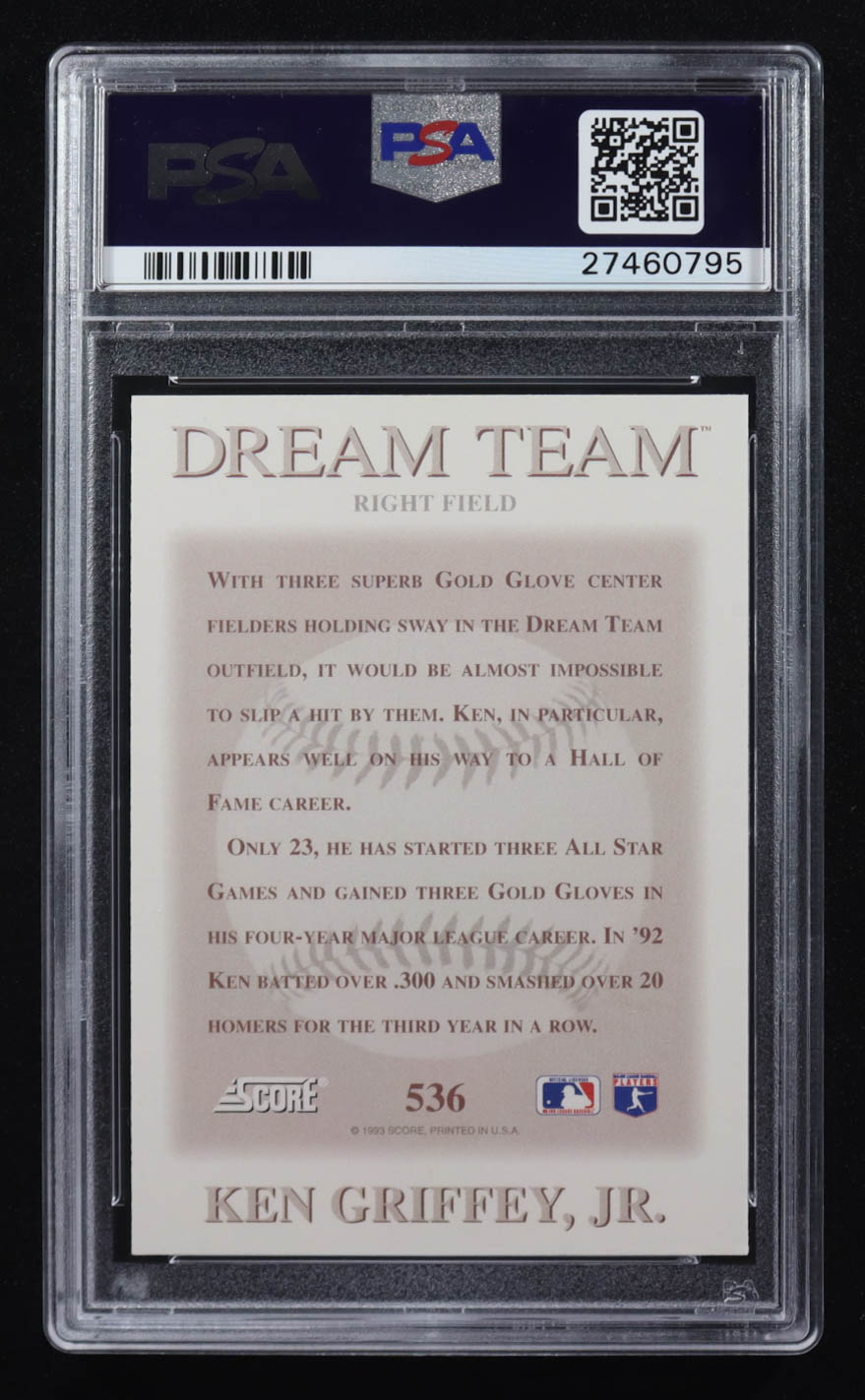 Ken Griffey Jr. 1993 Score #536 DT (PSA 9) at PristineAuction.com Ken Griffey Jr. 1993 Score #536 DT (PSA 9) at PristineAuction.com