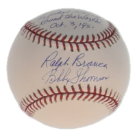 Ralph Branca & Bobby Thomson Signed OML Baseball Inscribed "The Shot Heard 'Round the World" & "Oct. 3 1951" (JSA) at PristineAuction.com
