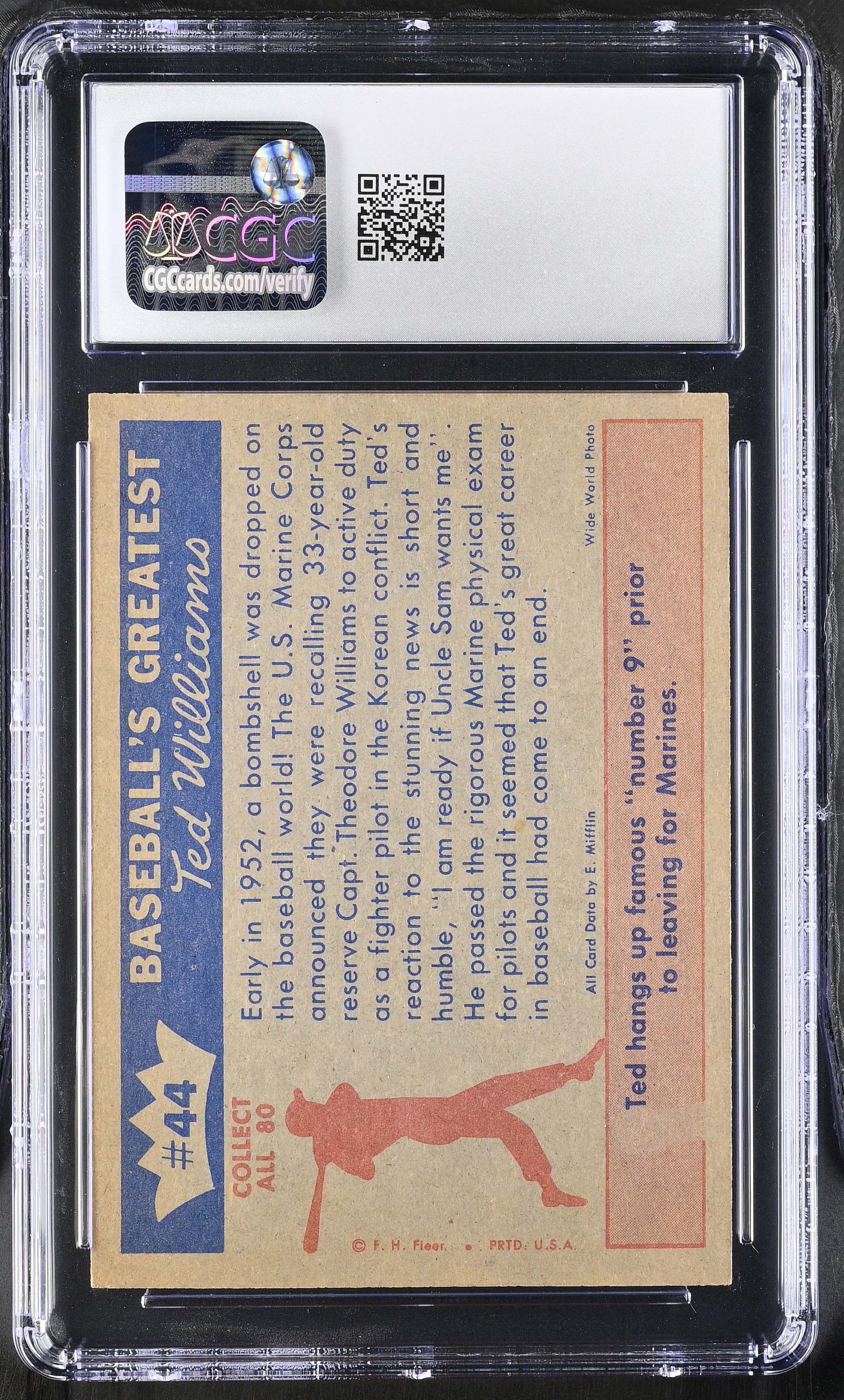 Ted Williams 1959 Fleer Ted Williams #44 1952 Back To The Marines (CGC 7.5) at PristineAuction.com Ted Williams 1959 Fleer Ted Williams #44 1952 Back To The Marines (CGC 7.5) at PristineAuction.com