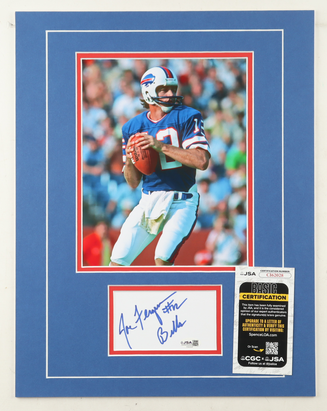 Joe Ferguson Signed 14x18 Custom Matted Cut Display with Photo Inscribed "Bills" (JSA) at PristineAuction.com Joe Ferguson Signed 14x18 Custom Matted Cut Display with Photo Inscribed "Bills" (JSA) at PristineAuction.com