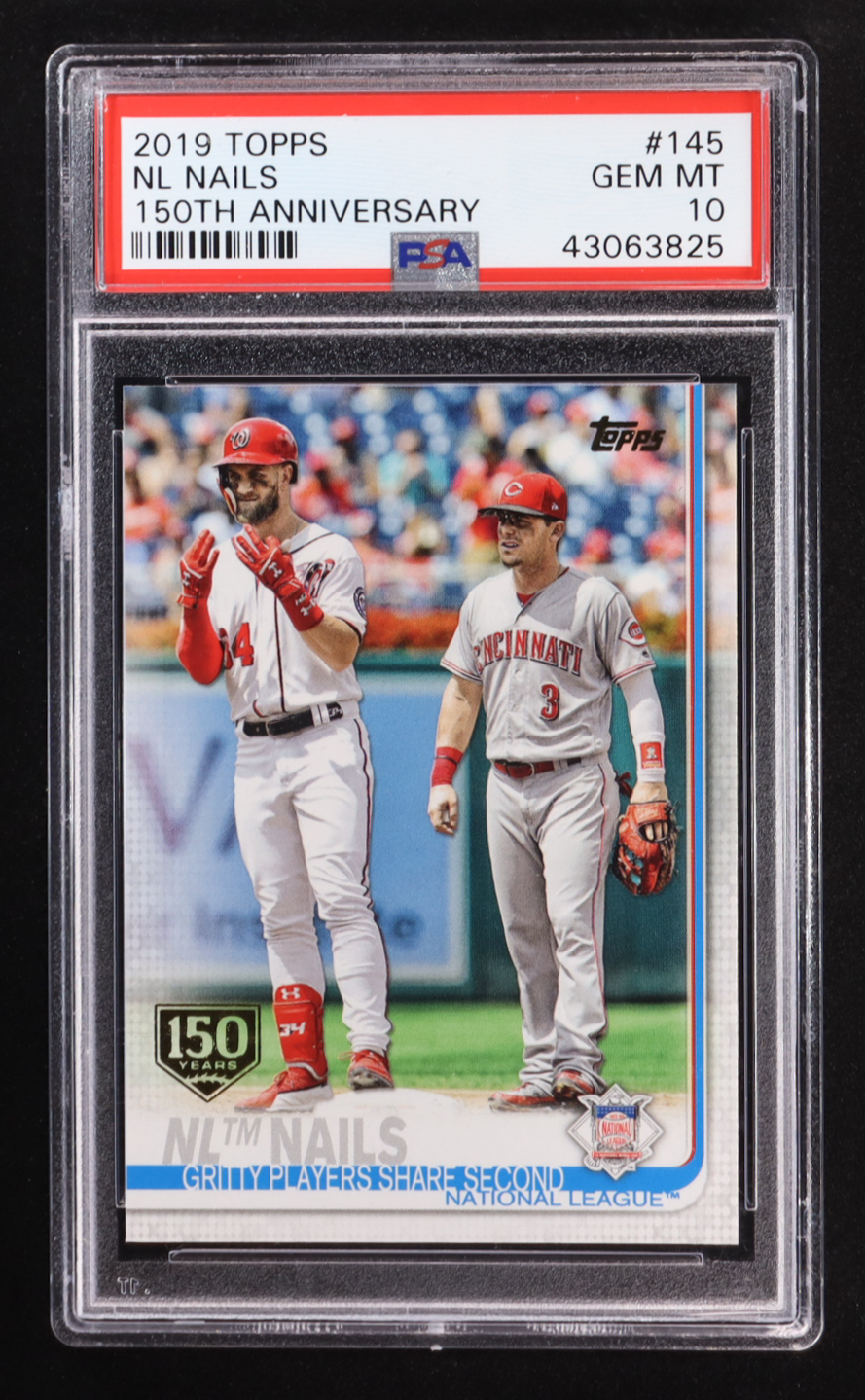 Bryce Harper / Scooter Gennett 2019 Topps 150th Anniversary NL Nails #145 (PSA 10) at PristineAuction.com Bryce Harper / Scooter Gennett 2019 Topps 150th Anniversary NL Nails #145 (PSA 10) at PristineAuction.com