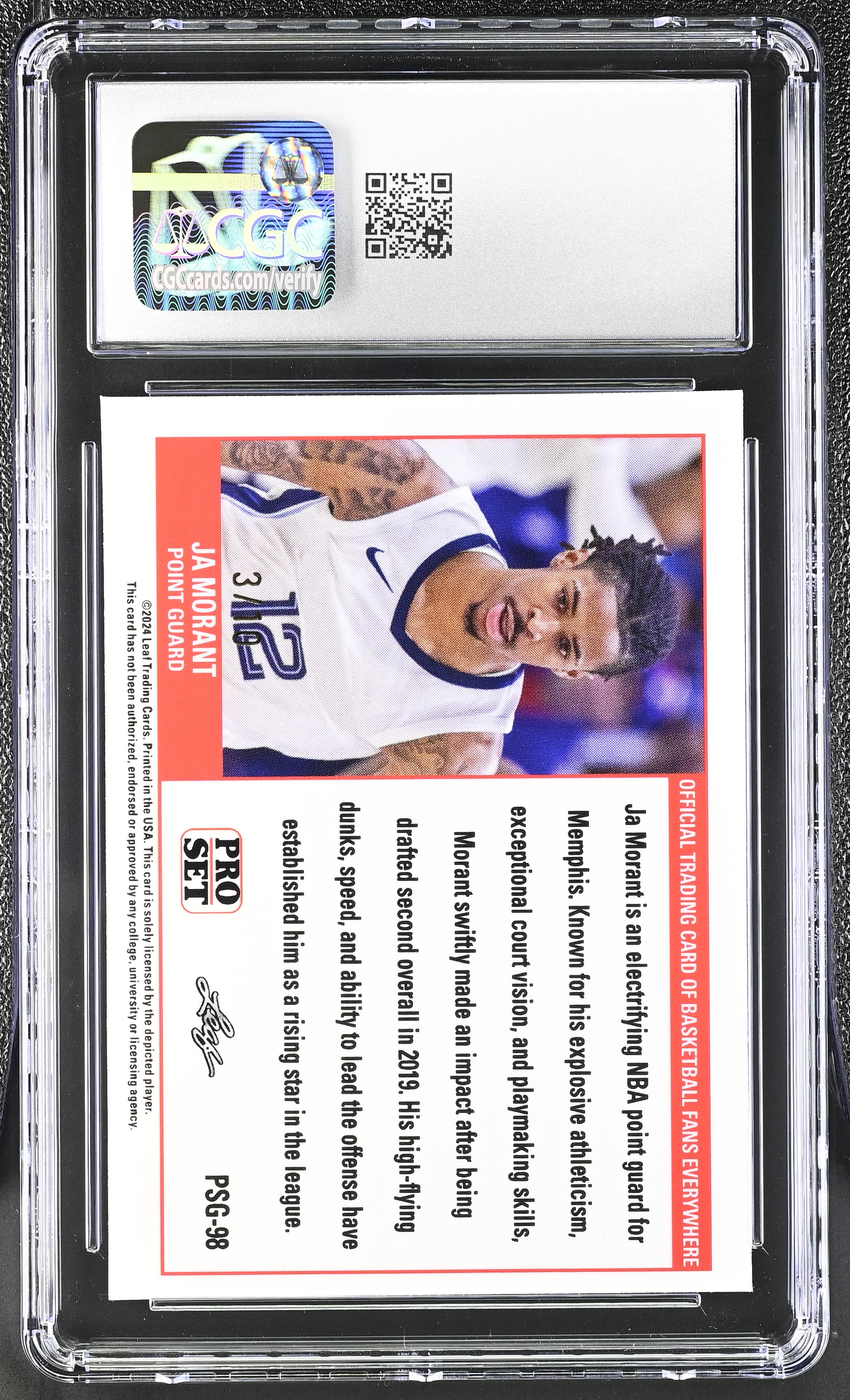Ja Morant 2023 Leaf Web Exclusives Pro Set Gold Green #PSG-98 #03/10 (CGC 9) at PristineAuction.com Ja Morant 2023 Leaf Web Exclusives Pro Set Gold Green #PSG-98 #03/10 (CGC 9) at PristineAuction.com