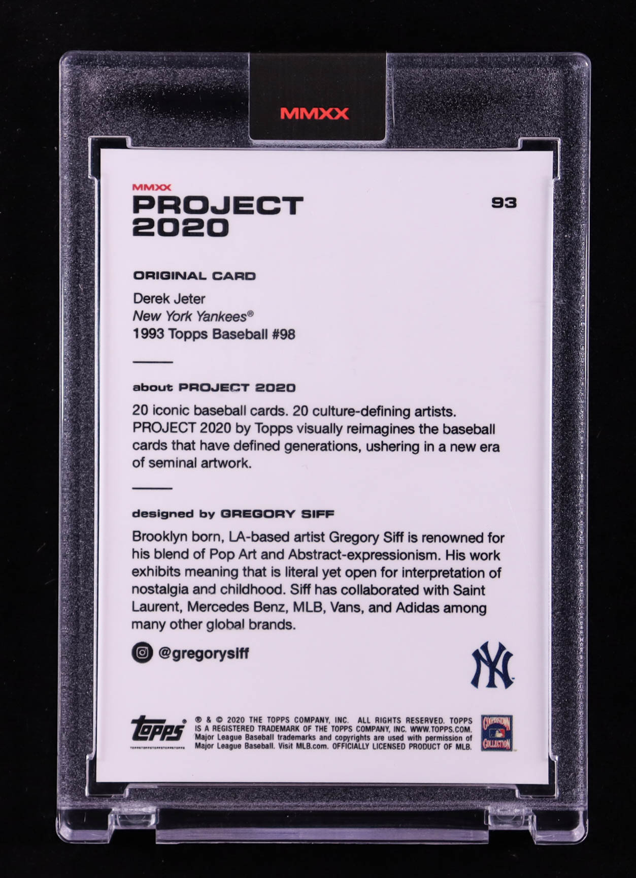 Derek Jeter 2020 Topps Project 2020 #93 / Gregory Siff at PristineAuction.com Derek Jeter 2020 Topps Project 2020 #93 / Gregory Siff at PristineAuction.com