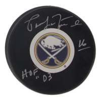 Pat Lafontaine Signed Sabres Logo Hockey Puck Inscribed "HOF '03" (COJO) at PristineAuction.com
