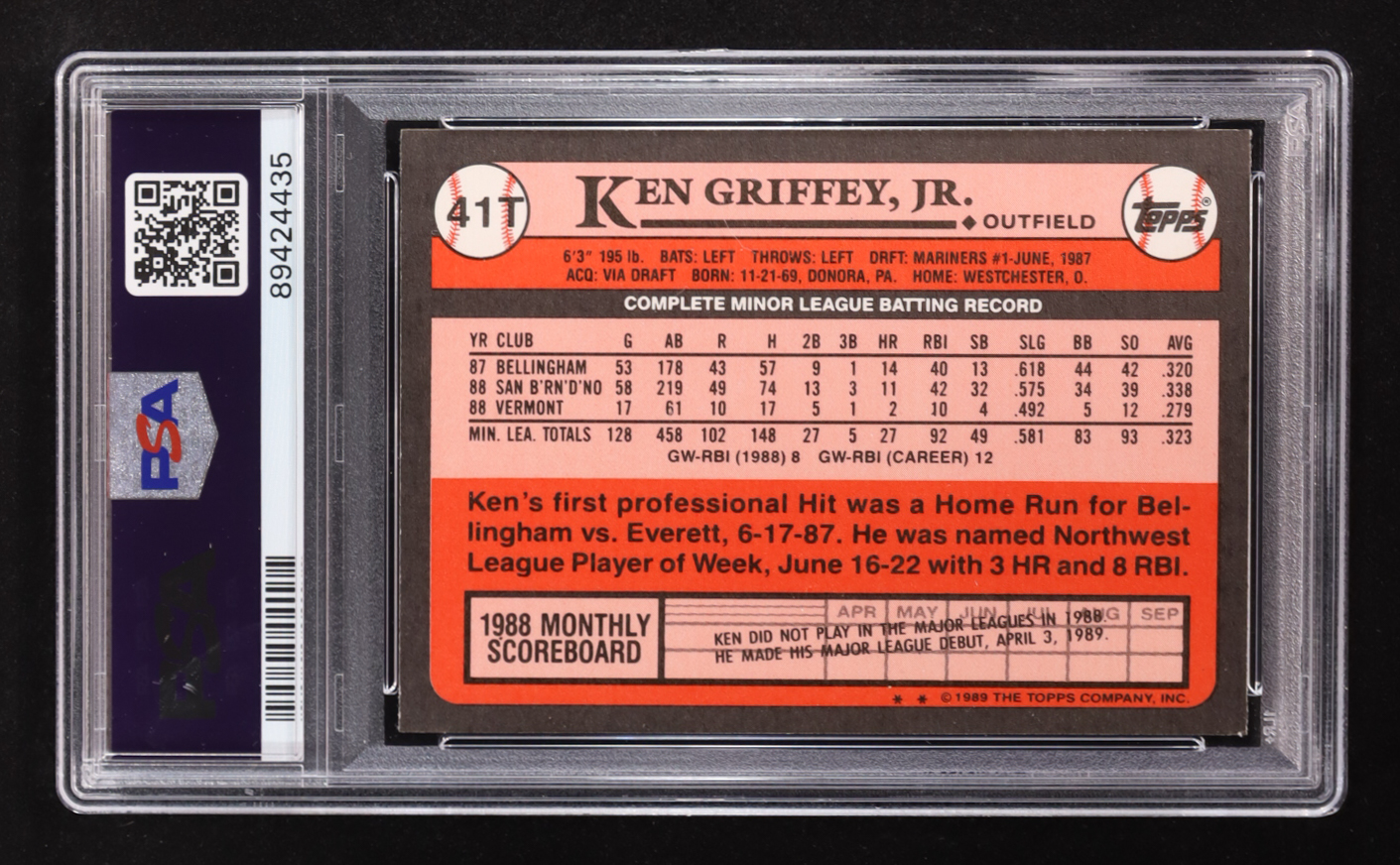 Ken Griffey Jr. 1989 Topps Traded #41T RC (PSA 9) at PristineAuction.com Ken Griffey Jr. 1989 Topps Traded #41T RC (PSA 9) at PristineAuction.com