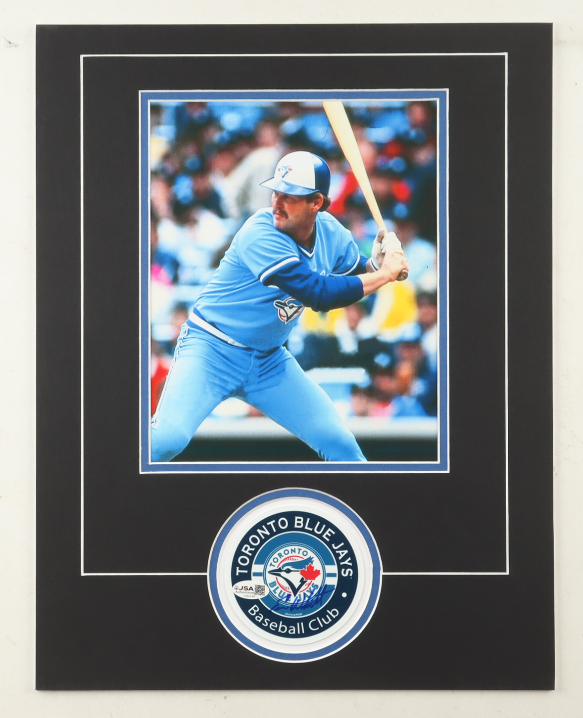 Ernie Whitt Signed 14x18 Custom Matted Coaster Display with Photo (JSA) at PristineAuction.com Ernie Whitt Signed 14x18 Custom Matted Coaster Display with Photo (JSA) at PristineAuction.com