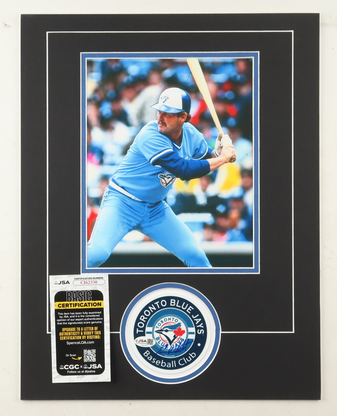 Ernie Whitt Signed 14x18 Custom Matted Coaster Display with Photo (JSA) at PristineAuction.com Ernie Whitt Signed 14x18 Custom Matted Coaster Display with Photo (JSA) at PristineAuction.com