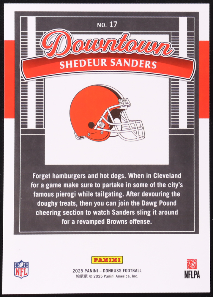 Shedeur Sanders 2025 Donruss Downtown! Oversize #17 RC at PristineAuction.com Shedeur Sanders 2025 Donruss Downtown! Oversize #17 RC at PristineAuction.com