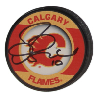 Gary Roberts Signed Flames Logo Hockey Puck (COJO) at PristineAuction.com