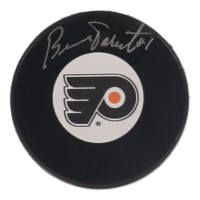 Bernie Parent Signed Flyers Logo Hockey Puck (COJO) at PristineAuction.com